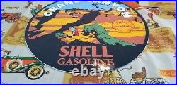 Vintage Shell Gasoline Porcelain Forest Park Gas Oil 11 3/4 Service Ad Sign