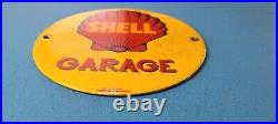 Vintage Shell Gasoline Porcelain Garage Gas Oil 6 Service Station Pump Sign