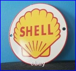 Vintage Shell Gasoline Porcelain Gas Motor Oil 6 Service Station Pump Sign