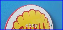 Vintage Shell Gasoline Porcelain Gas Motor Oil 6 Service Station Pump Sign