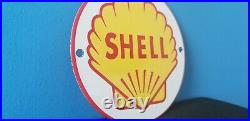 Vintage Shell Gasoline Porcelain Gas Motor Oil 6 Service Station Pump Sign