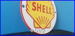 Vintage Shell Gasoline Porcelain Gas Motor Oil 6 Service Station Pump Sign