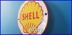 Vintage Shell Gasoline Porcelain Gas Motor Oil 6 Service Station Pump Sign