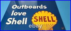 Vintage Shell Gasoline Porcelain Gas Oil Outboard Service Station Pump 18 Sign