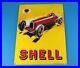 Vintage Shell Gasoline Porcelain Gas Oil Race Car Service Station Pump 22 Sign