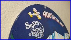 Vintage Shell Gasoline Porcelain Gas Oil Service Station Pump Plate Sign