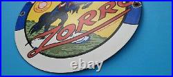 Vintage Shell Gasoline Porcelain Gas & Oil Zorro Service Station Pump Plate Sign