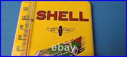 Vintage Shell Gasoline Porcelain Gas Pump Ad Sales Sign On Service Thermometer