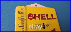 Vintage Shell Gasoline Porcelain Gas Pump Ad Sales Sign On Service Thermometer