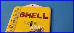 Vintage Shell Gasoline Porcelain Gas Pump Ad Sales Sign On Service Thermometer