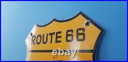 Vintage Shell Gasoline Porcelain Route 66 Gas Oil Service Station Attendant Sign