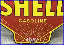 Vintage Shell Gasoline Porcelain Sign Gas Station Pump Plate Motor Oil Service