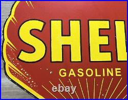 Vintage Shell Gasoline Porcelain Sign Gas Station Pump Plate Motor Oil Service