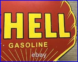 Vintage Shell Gasoline Porcelain Sign Gas Station Pump Plate Motor Oil Service