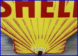 Vintage Shell Gasoline Porcelain Sign Gas Station Pump Plate Motor Oil Service