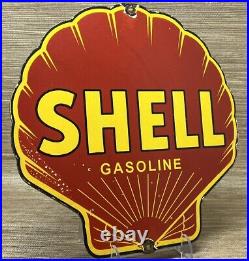 Vintage Shell Gasoline Porcelain Sign Gas Station Pump Plate Motor Oil Service