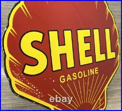 Vintage Shell Gasoline Porcelain Sign Gas Station Pump Plate Motor Oil Service