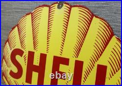 Vintage Shell Gasoline Porcelain Sign Gas Station Pump Plate Motor Oil Service