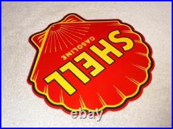 Vintage Shell Gasoline Rare Red 11 3/4 Porcelain Metal Service Station Oil Sign Vintage Shell Gasoline Rare Red 11 3/4 Porcelain Metal Service Station Oil Sign