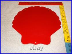 Vintage Shell Gasoline Rare Red 11 3/4 Porcelain Metal Service Station Oil Sign