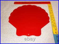 Vintage Shell Gasoline Rare Red 11 3/4 Porcelain Metal Service Station Oil Sign