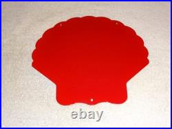 Vintage Shell Gasoline Rare Red 11 3/4 Porcelain Metal Service Station Oil Sign