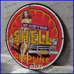 Vintage Shell Gasoline Red Porcelain Sign Gas Station Garge Advertising Oil