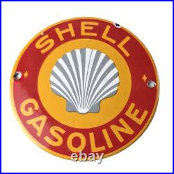 Vintage Shell Gasoline Sign Door Advertising Gas Oil Pump Porcelain Sign