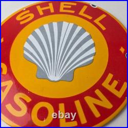 Vintage Shell Gasoline Sign Door Advertising Gas Oil Pump Porcelain Sign