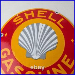 Vintage Shell Gasoline Sign Door Advertising Gas Oil Pump Porcelain Sign