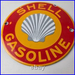 Vintage Shell Gasoline Sign Door Advertising Gas Oil Pump Porcelain Sign