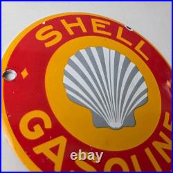 Vintage Shell Gasoline Sign Door Advertising Gas Oil Pump Porcelain Sign
