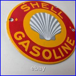 Vintage Shell Gasoline Sign Door Advertising Gas Oil Pump Porcelain Sign