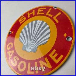 Vintage Shell Gasoline Sign Door Advertising Gas Oil Pump Porcelain Sign