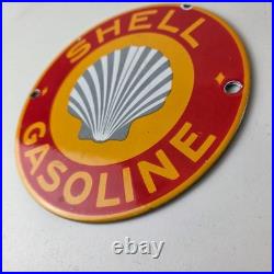Vintage Shell Gasoline Sign Door Advertising Gas Oil Pump Porcelain Sign