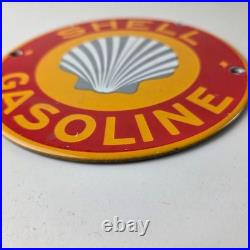 Vintage Shell Gasoline Sign Door Advertising Gas Oil Pump Porcelain Sign