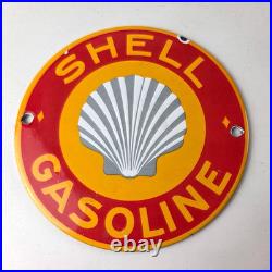 Vintage Shell Gasoline Sign Door Advertising Gas Oil Pump Porcelain Sign