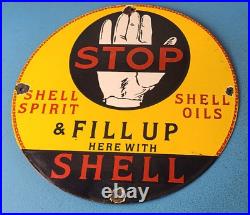 Vintage Shell Gasoline Sign Fill Up Automobile Car Gas Pump Service Sign