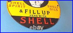 Vintage Shell Gasoline Sign Fill Up Automobile Car Gas Pump Service Sign