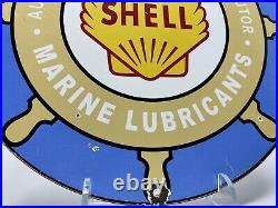 Vintage Shell Marine Gasoline Porcelain Sign Gas Station Motor Oil