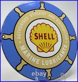 Vintage Shell Marine Gasoline Porcelain Sign Gas Station Motor Oil