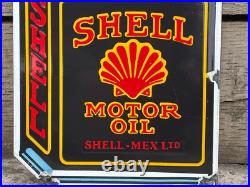 Vintage Shell Mex Motor Oil Enamel Advertising Sign Mancave Raised Lettering Vintage Shell Mex Motor Oil Enamel Advertising Sign Mancave Raised Lettering