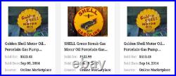 Vintage Shell Motor Oil 12 Porcelain Metal Gasoline Red Back Advertising Sign