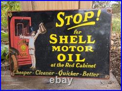 Vintage Shell Motor Oil Porcelain Gas Station Sign Vintage Shell Motor Oil Porcelain Gas Station Sign