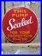 Vintage Shell Porcelain Sign Old Gas Pump Sealed Safety Plate Oil Advertising