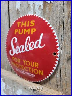 Vintage Shell Porcelain Sign Old Gas Pump Sealed Safety Plate Oil Advertising Vintage Shell Porcelain Sign Old Gas Pump Sealed Safety Plate Oil Advertising