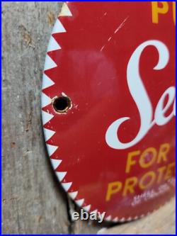Vintage Shell Porcelain Sign Old Gas Pump Sealed Safety Plate Oil Advertising Vintage Shell Porcelain Sign Old Gas Pump Sealed Safety Plate Oil Advertising