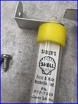 Vintage Shell Sadlers Oil Advertising Thermometer Rushville IN NOS