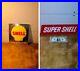 Vintage Shell Super Shell Gas Pump Signs Plastic