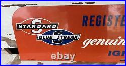 Vintage Sign Blue Streak Ignition Service Station Sign Authentic